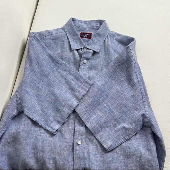 Untuckit Linen Shirt Size Large Heather Blue Classic Fit wrinkle Resistant - Picture 2 of 9